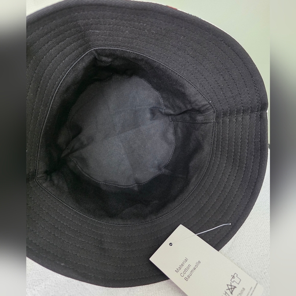 Reversible Cherry Print Bucket Hat, White & Black Cotton, Foldable Fisherman Hat - Picture 7 of 9